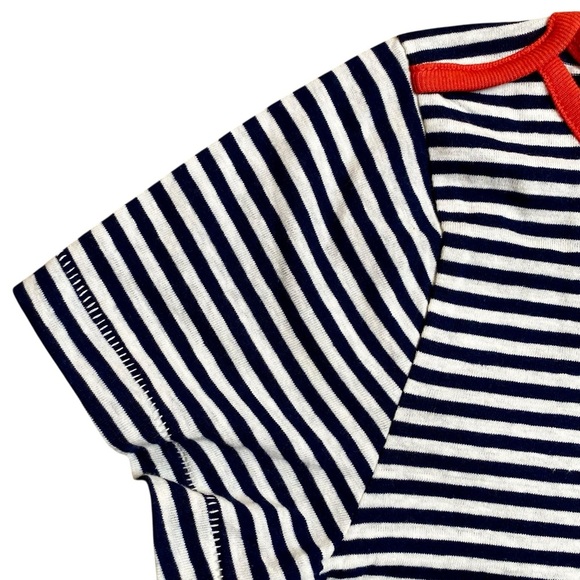 J.Crew NWT Striped Tee Red Trim Navy White Breton Cotton Blend Size Small - Picture 4 of 10